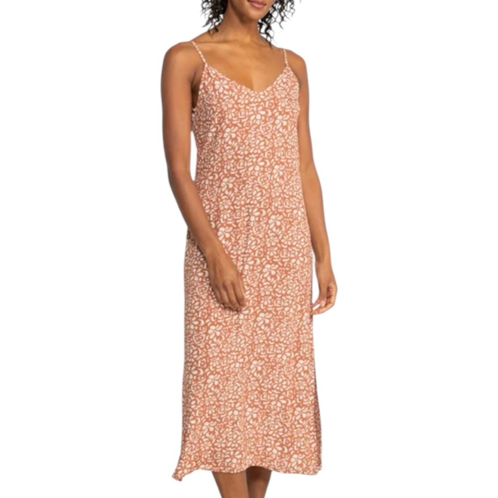 Roxy Stay Sunny Slip Dress-Russet Freefallin Floral Fresh Y2K spaghetti Strap